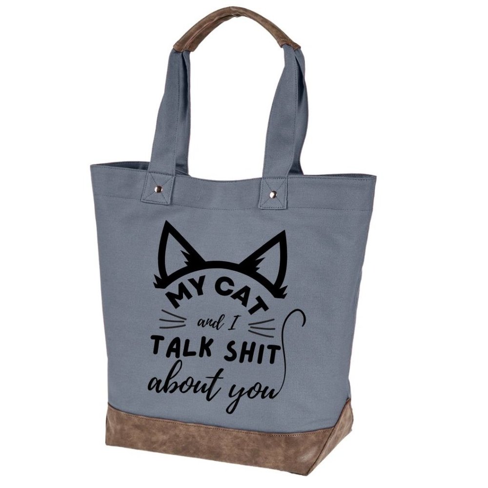 My cat and I quality canvas tote bag by Authentic pigment